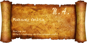 Maksay Anita névjegykártya